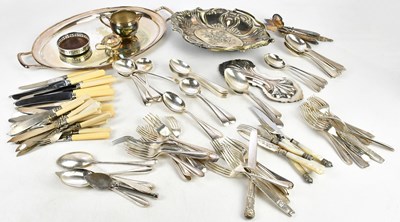 Lot 1019 - A collection of assorted silver plate,...