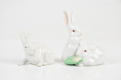 Lot 1544 - HEREND; a model of two rabbits beside corn,...