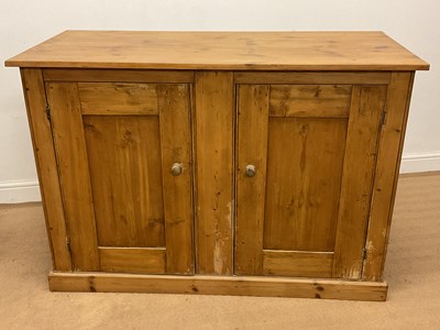 Lot 725 - A pine two door cupboard, height 90cm, width...