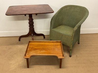 Lot 787 - A Lloyd Loom style chair, pine breakfast tray...
