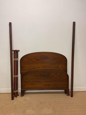 Lot 778 - An oak small double bed, height 115cm, width...