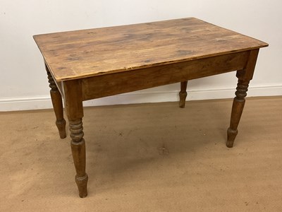 Lot 779 - A stained pine farmhouse table, height 75cm,...