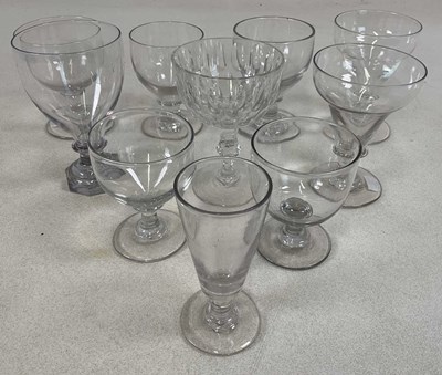 Lot 271 - Nine 19th century glass rummers, one with...