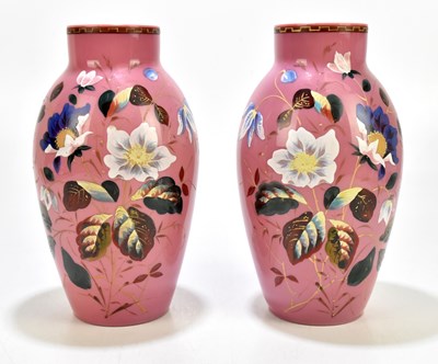 Lot 474 - A pair of late 19th century French opaque pink...