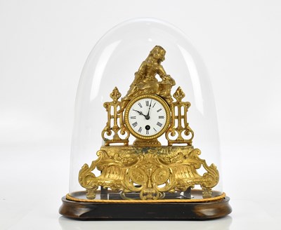 Lot 2257 - A circa 1900 gilt metal figural mantel clock...
