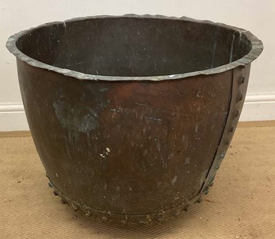 Lot 666 - A large copper, with rivets, 46 x diameter 57cm.