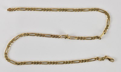 Lot 1387 - A 9ct gold figaro link necklace with lobster...