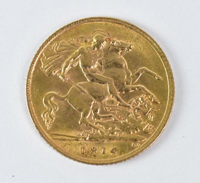 Lot 930 - A George V half sovereign, 1914.