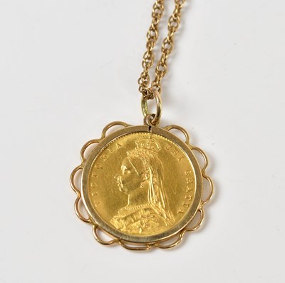 Lot 1489 - A Victoria half sovereign, 1887, shield back,...