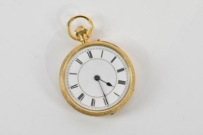 Lot 505 - An 18ct yellow gold crown wind fob watch, with...
