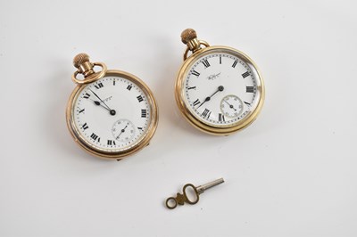 Lot 541 - Two gold plated crown wind open face pocket...