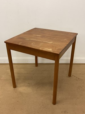 Lot 755 - ERCOL; an elm and beech square top breakfast...