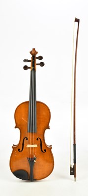Lot 1072 - A full sized one-piece back violin with box,...