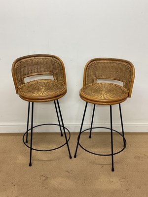 Lot 757 - A pair of wicker and bamboo bar/breakfast...