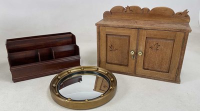 Lot 724 - A mahogany desk tidy, 19 x 36 x 15cm, and...