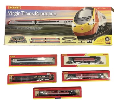 Lot 592 - HORNBY; a Virgin Trains Pendolino and five OO...