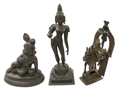 Lot 806 - A group of three modern Indian bronze figures...