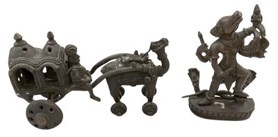 Lot 791 - A modern Benin type bronze of a camel drawn...