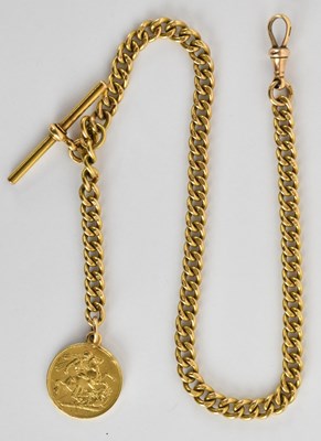 Lot 1771 - A 15ct yellow gold Albert chain, each link...