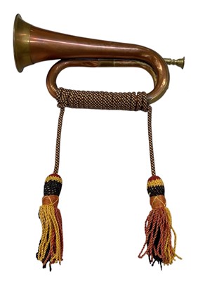 Lot 371 - A Victorian copper and brass bugle, with...