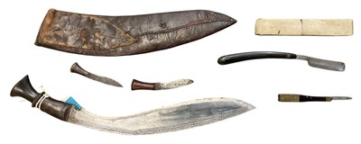 Lot 408 - An Indian kukri knife, with inscribed...