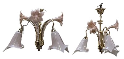 Lot 108 - IN THE STYLE OF MURANO; a pair of three branch...