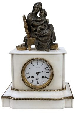 Lot 139 - A late 19th century French white marble mantel...