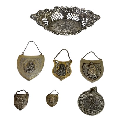 Lot 1088 - A Polish white metal shield shaped pendant,...