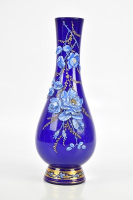 Lot 1694 - A blue Bohemian glass vase, with applied...