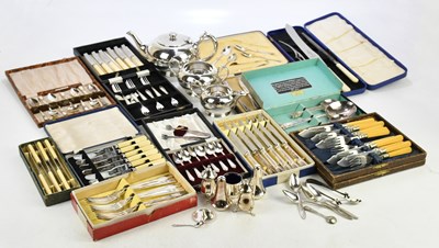 Lot 1021 - An assortment of plated items including teapot,...
