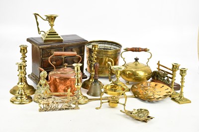 Lot 2401 - A collection of brass and copper including...