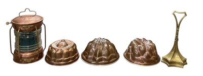 Lot 581 - Three modern copper jelly moulds, the largest...