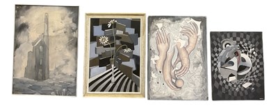 Lot 255 - RON WOOD (1922-2009); oil on board, abstract...