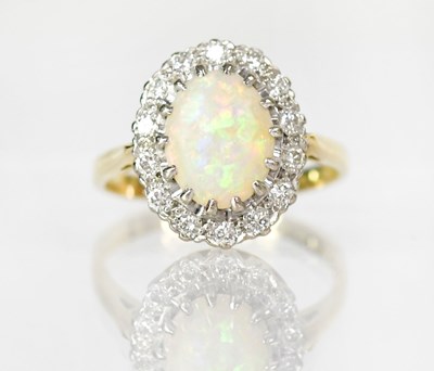 Lot 748 - An 18ct yellow gold ring set with a large oval...