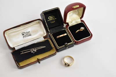 Lot 98 - A 9ct yellow gold ring, size O, approx 5g, a...