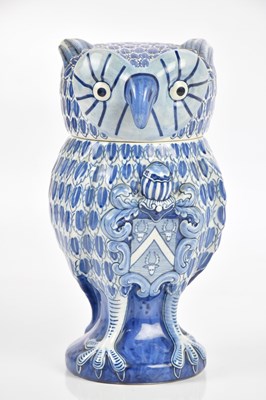 Lot 1586 - A Delft armorial novelty tobacco jar and cover,...