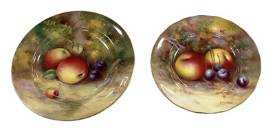 Lot 615 - ROYAL WORCESTER; a hand painted porcelain...