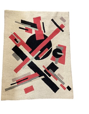 Lot 102 - A 1950s abstract cream ground Kandinsky style...