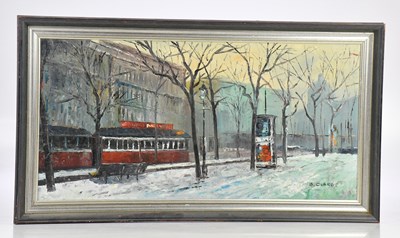 Lot 1876 - B CLARET; oil on canvas, Continental street...