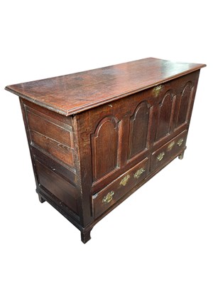 Lot 2052 - A George III oak mule chest, with hinged top...