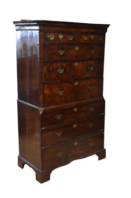 Lot 2048 - An 18th century walnut chest on chest, with...