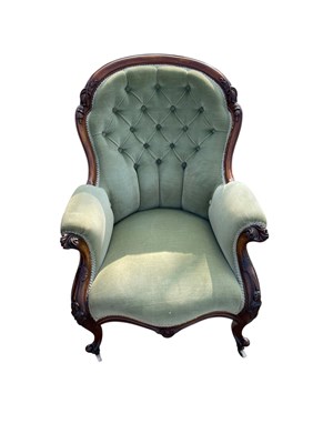 Lot 2145A - A Victorian carved mahogany salon armchair,...