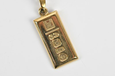 Lot 375 - A 9ct yellow gold ingot pendant, made by Royal...