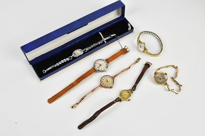 Lot 575 - Three lady's 9ct gold cased wristwatches, one...
