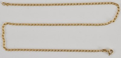Lot 1469 - A 9ct gold necklace with ring clasp, length...