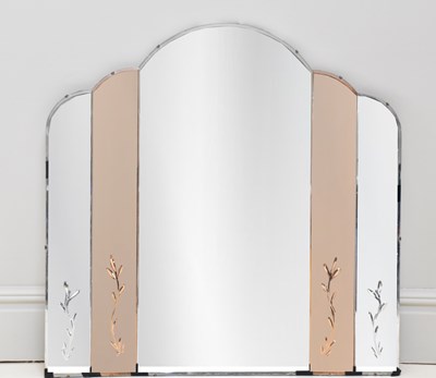 Lot 350 - A large Art Deco peach and clear glass wall...