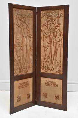 Lot 1032 - An Arts and Crafts oak framed two panel...