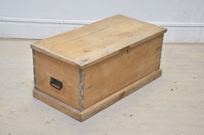 Lot 2264 - An old pine blanket chest on plinth base.