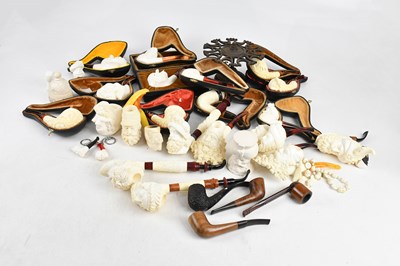 Lot 1241 - MEERSCHAUM; a collection of pipes and...