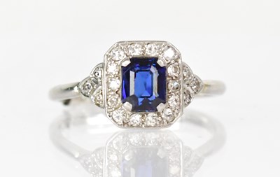 Lot 735 - An Art Deco style platinum, sapphire and...